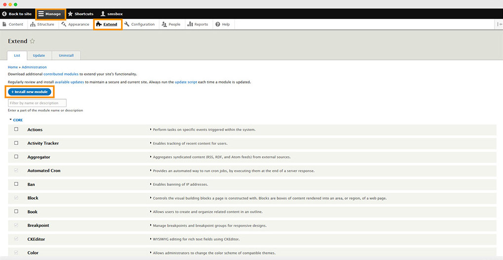 Drupal Modul Installationsanleitung Schritt 1