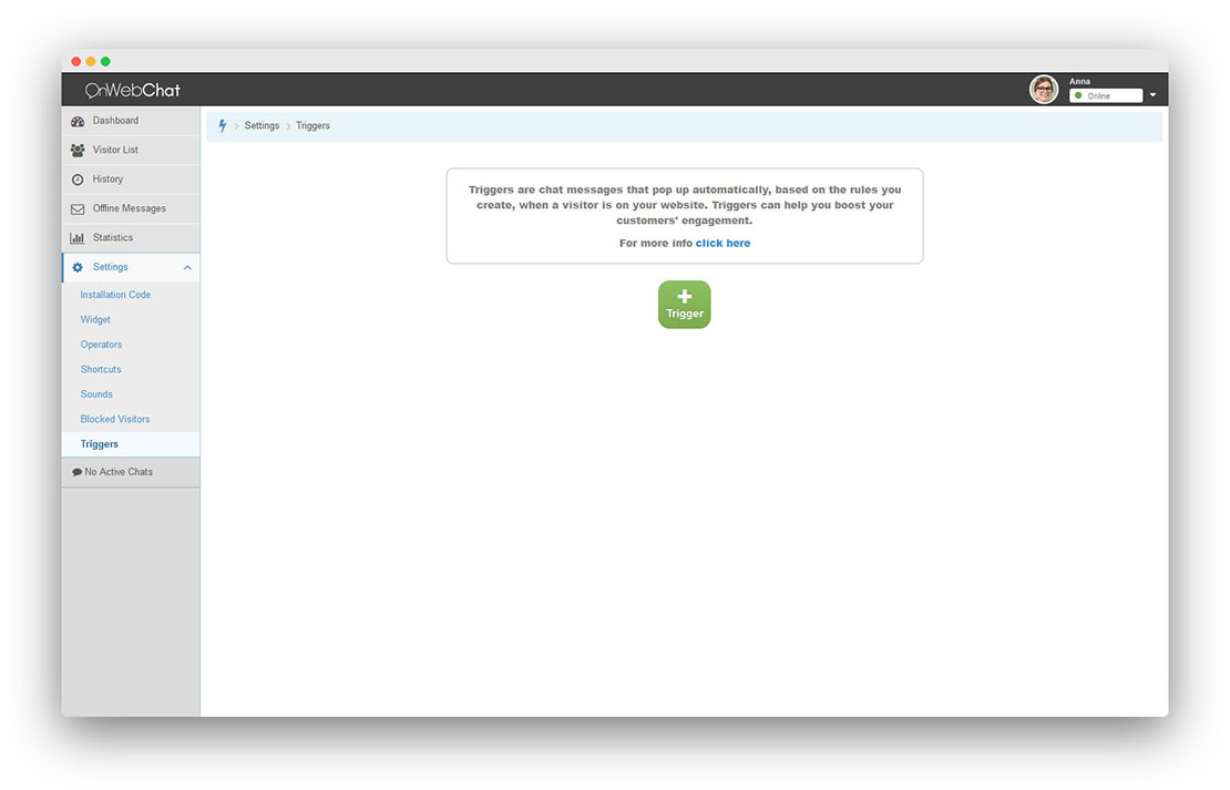 onWebChat neuen Trigger erstellen