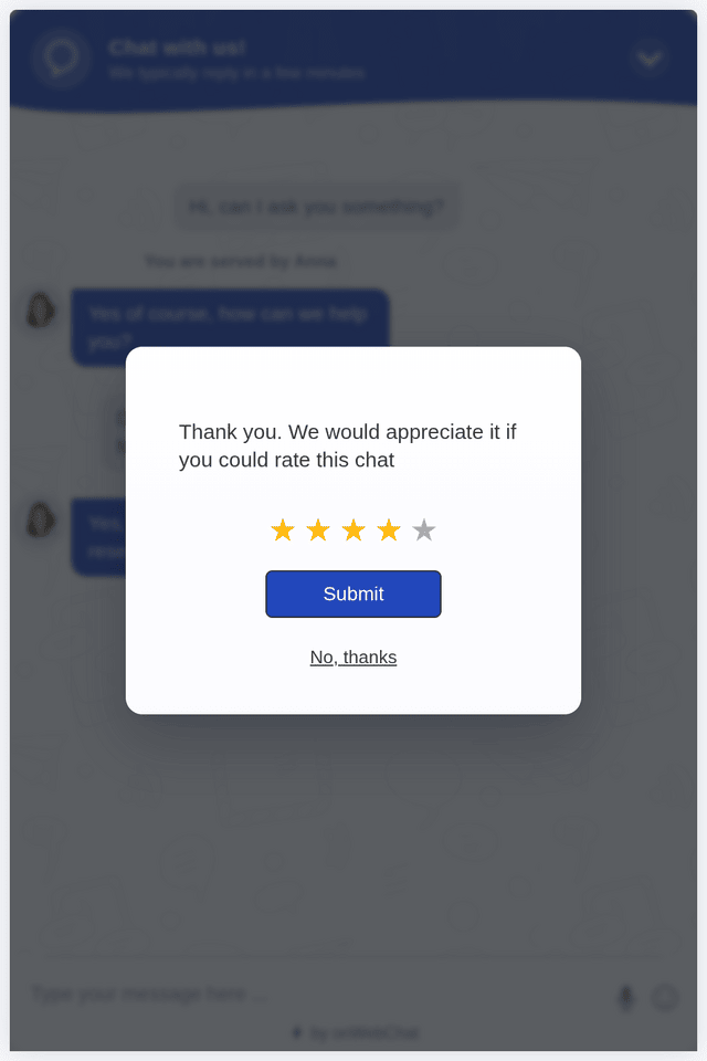 Solicitud de valoración al visitante en el widget de onWebChat