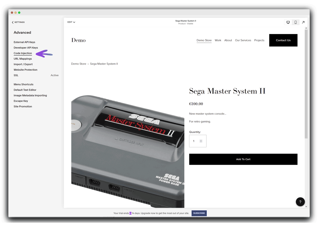 Installation onWebChat Squarespace – Code Injection