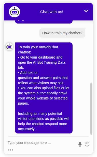 White label live chat widget example (no branding)