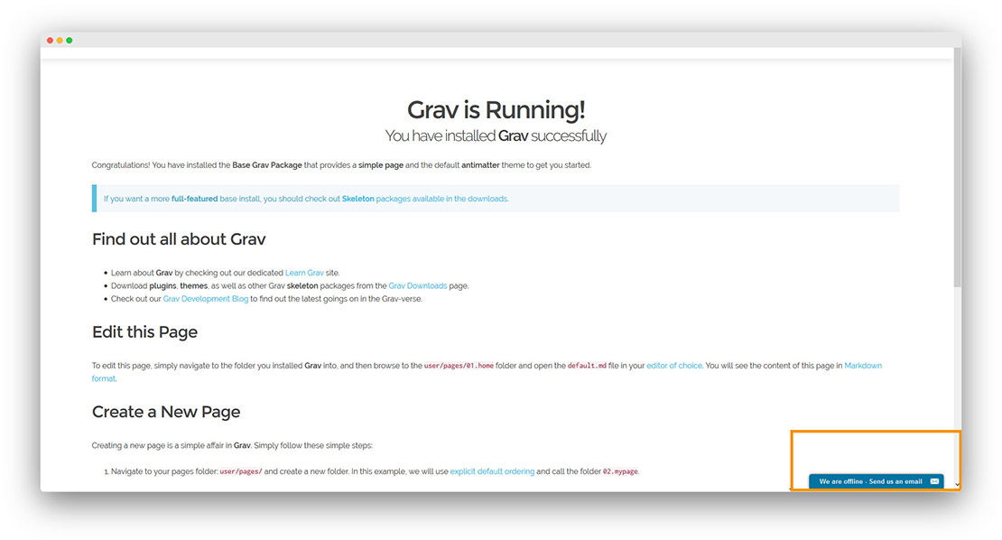 Grav - onWebChat live chat - plugin installation instructions step4