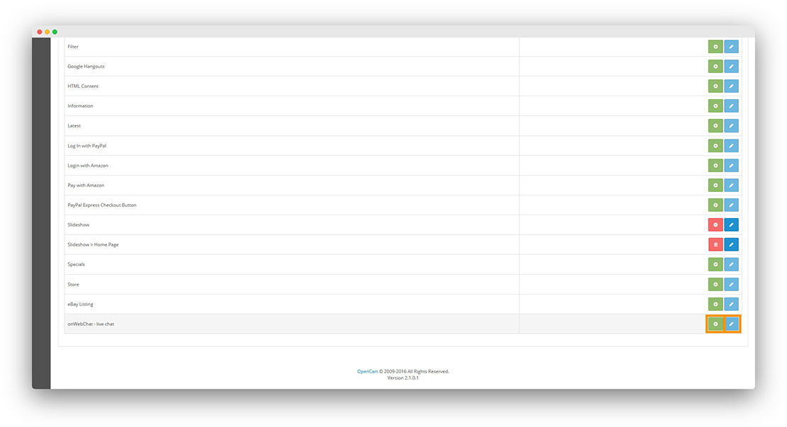 OpenCart - onWebChat live chat - module installation instructions step3