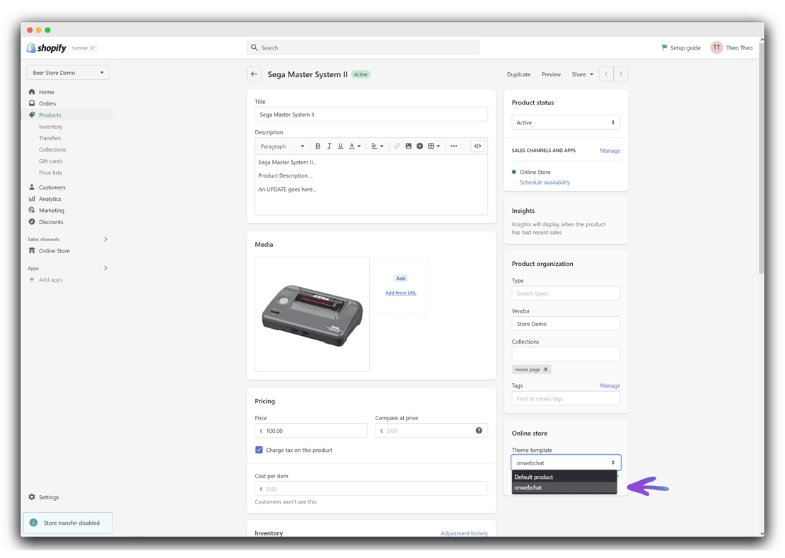 Shopify - onWebChat live chat - installation instructions step3