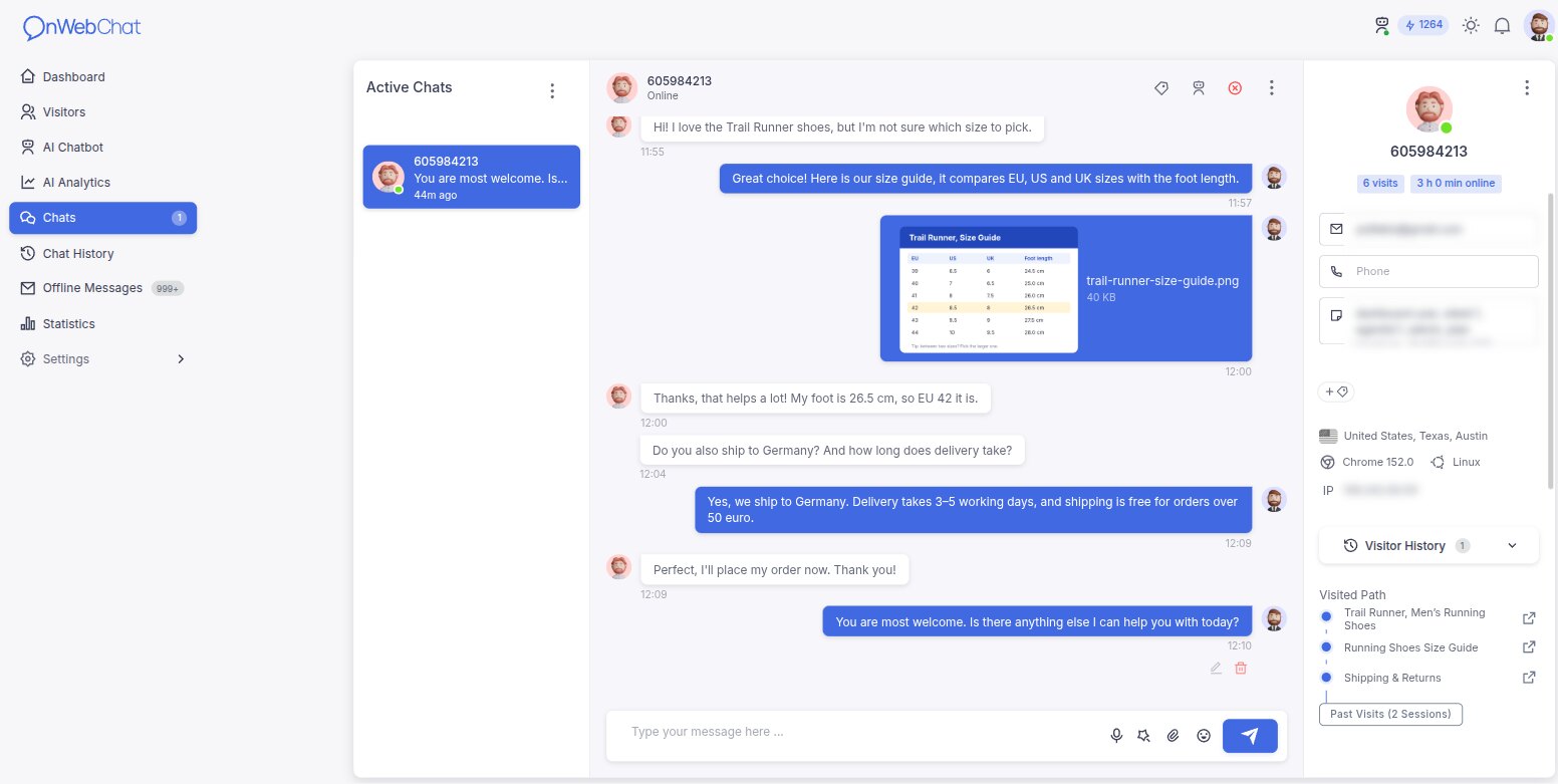 onWebChat - live chat support file sharing