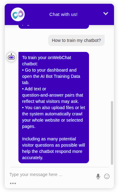 White label live chat widget example (no branding)
