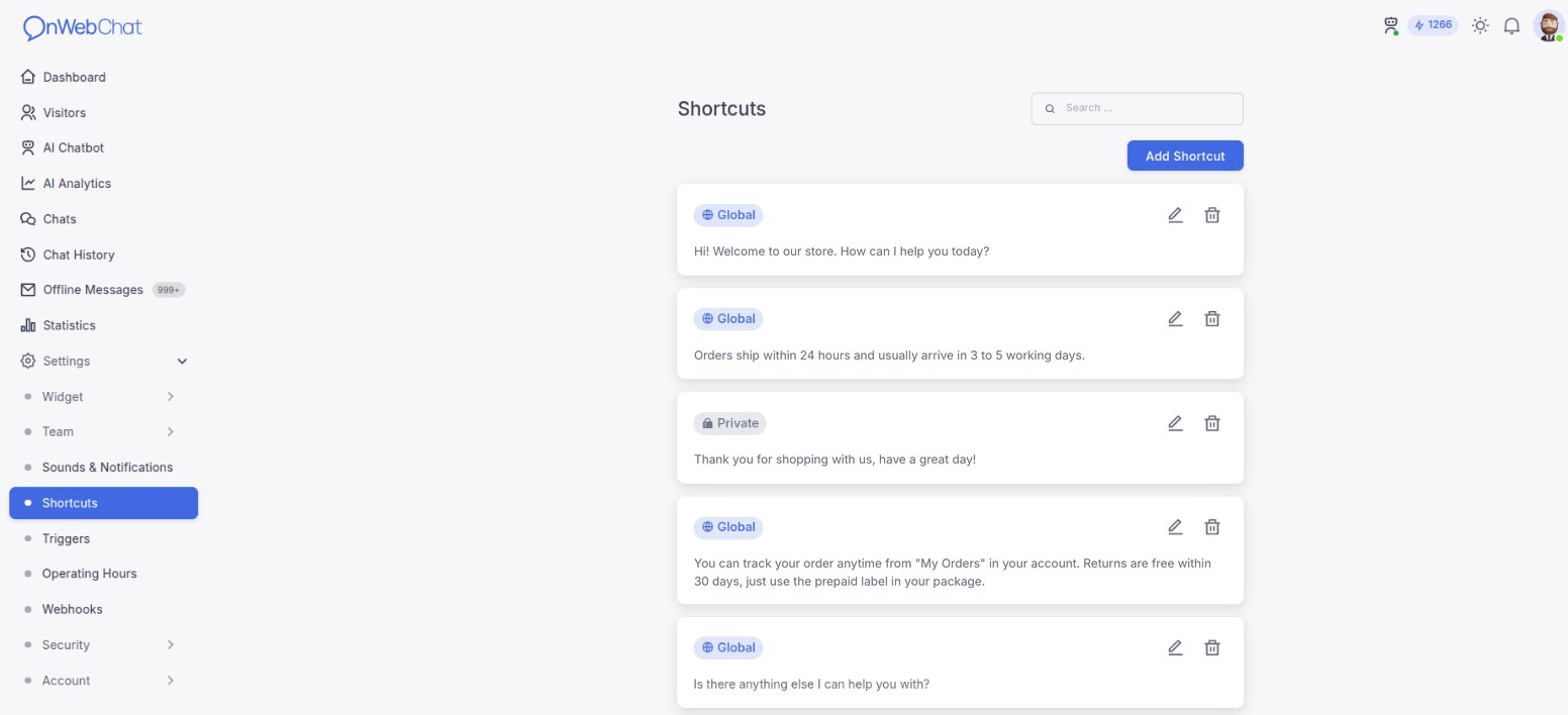 onWebChat create a new shortcut
