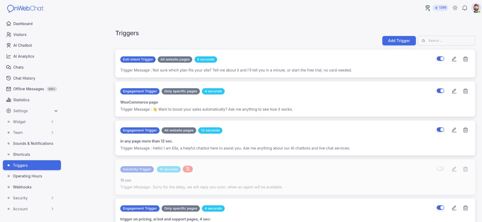 onWebChat create a new trigger