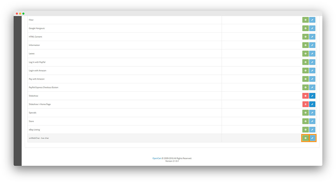 OpenCart module installation step3